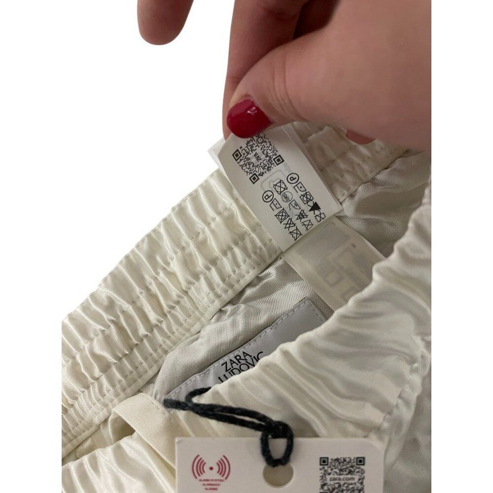 Zara Ludovic De Saint Sernin Womens Pants L White Satin Trousers 9118/604 NWT - Picture 11 of 14